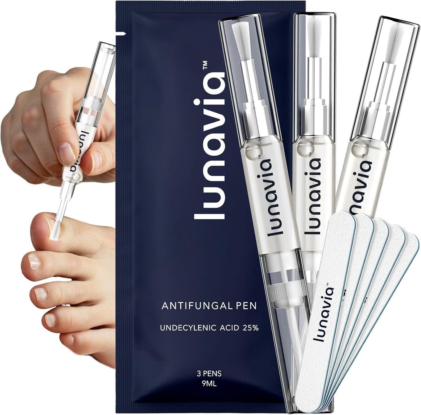 lunavia™ Antifungal Pen | Cures Most Athlete's Foot, Jock Itch, and Ringworm | 25% Undecylenic Acid with added Tea Tree, Jojoba, Clove Bud Oils & Aloe