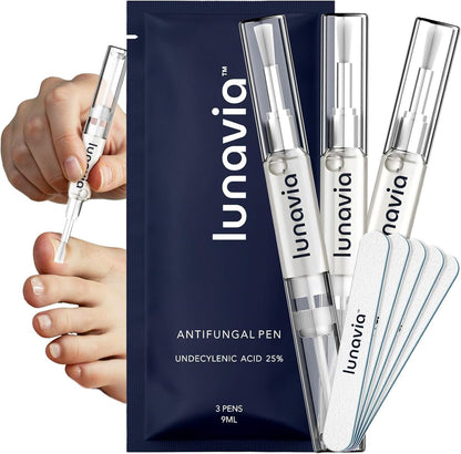 lunavia™ Antifungal Pen | Cures Most Athlete's Foot, Jock Itch, and Ringworm | 25% Undecylenic Acid with added Tea Tree, Jojoba, Clove Bud Oils & Aloe